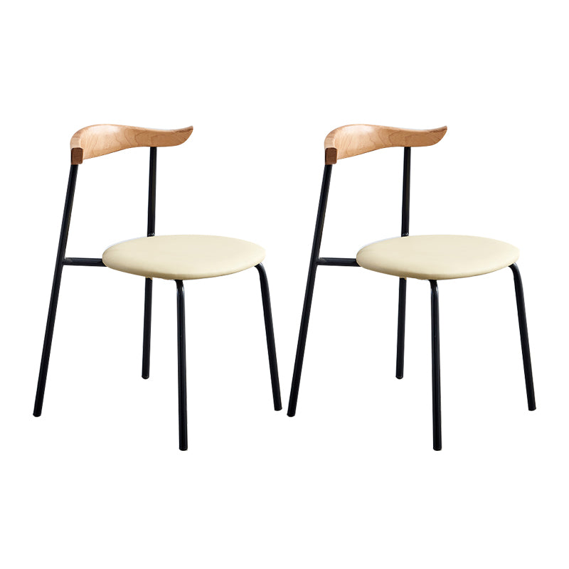 Contemporary Design Open Back Dining Side Chairs Leather Dining Chairs for Home Khaki 2 Piece Set Clearhalo ' kitchen&dining_furn' 'Dining Chairs' 'Dining Tables & Seating' 'dining_chair' 'furn' 'furn_dining_chair' 'Furniture' 'furniture_dining_chair' 'Kitchen & Dining Furniture' 'kitchen' 4429910