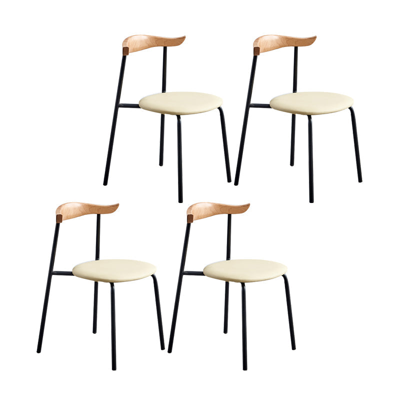 Contemporary Design Open Back Dining Side Chairs Leather Dining Chairs for Home Khaki 4 Piece Set Clearhalo ' kitchen&dining_furn' 'Dining Chairs' 'Dining Tables & Seating' 'dining_chair' 'furn' 'furn_dining_chair' 'Furniture' 'furniture_dining_chair' 'Kitchen & Dining Furniture' 'kitchen' 4429911