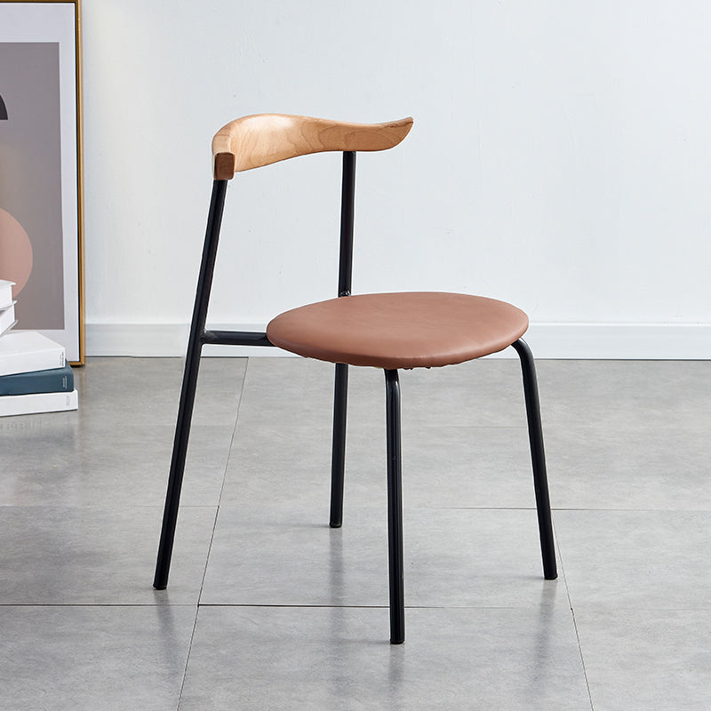 Contemporary Design Open Back Dining Side Chairs Leather Dining Chairs for Home Light Brown 1 Piece Clearhalo ' kitchen&dining_furn' 'Dining Chairs' 'Dining Tables & Seating' 'dining_chair' 'furn' 'furn_dining_chair' 'Furniture' 'furniture_dining_chair' 'Kitchen & Dining Furniture' 'kitchen' 4429912