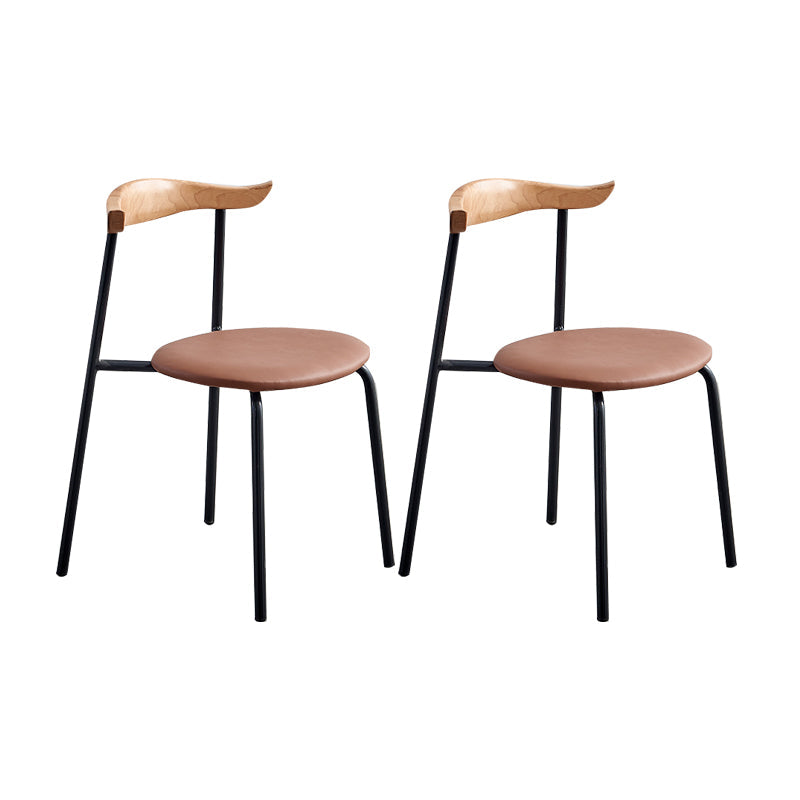 Contemporary Design Open Back Dining Side Chairs Leather Dining Chairs for Home Light Brown 2 Piece Set Clearhalo ' kitchen&dining_furn' 'Dining Chairs' 'Dining Tables & Seating' 'dining_chair' 'furn' 'furn_dining_chair' 'Furniture' 'furniture_dining_chair' 'Kitchen & Dining Furniture' 'kitchen' 4429913