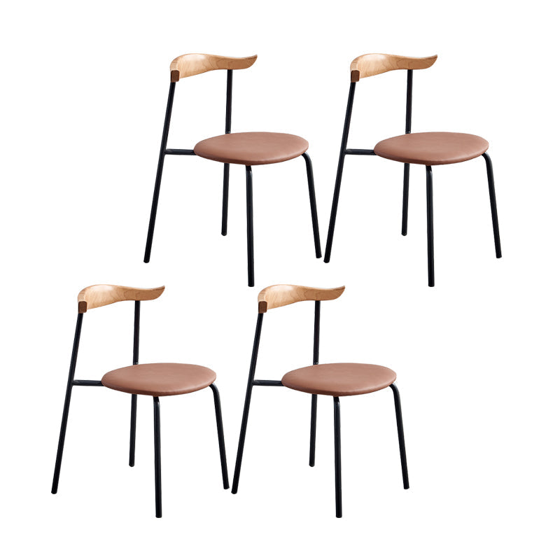 Contemporary Design Open Back Dining Side Chairs Leather Dining Chairs for Home Light Brown 4 Piece Set Clearhalo ' kitchen&dining_furn' 'Dining Chairs' 'Dining Tables & Seating' 'dining_chair' 'furn' 'furn_dining_chair' 'Furniture' 'furniture_dining_chair' 'Kitchen & Dining Furniture' 'kitchen' 4429914