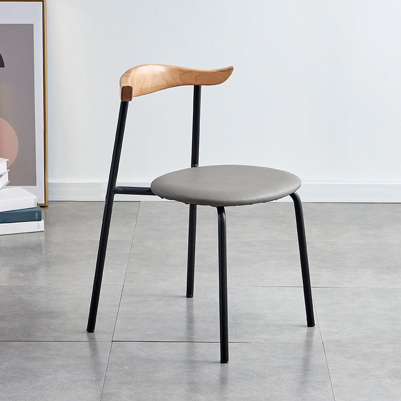 Contemporary Design Open Back Dining Side Chairs Leather Dining Chairs for Home Silver Gray 1 Piece Clearhalo ' kitchen&dining_furn' 'Dining Chairs' 'Dining Tables & Seating' 'dining_chair' 'furn' 'furn_dining_chair' 'Furniture' 'furniture_dining_chair' 'Kitchen & Dining Furniture' 'kitchen' 4429915