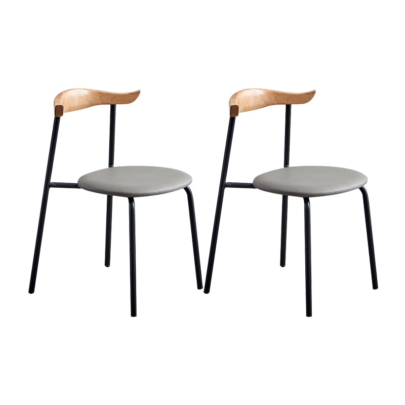 Contemporary Design Open Back Dining Side Chairs Leather Dining Chairs for Home Silver Gray 2 Piece Set Clearhalo ' kitchen&dining_furn' 'Dining Chairs' 'Dining Tables & Seating' 'dining_chair' 'furn' 'furn_dining_chair' 'Furniture' 'furniture_dining_chair' 'Kitchen & Dining Furniture' 'kitchen' 4429916