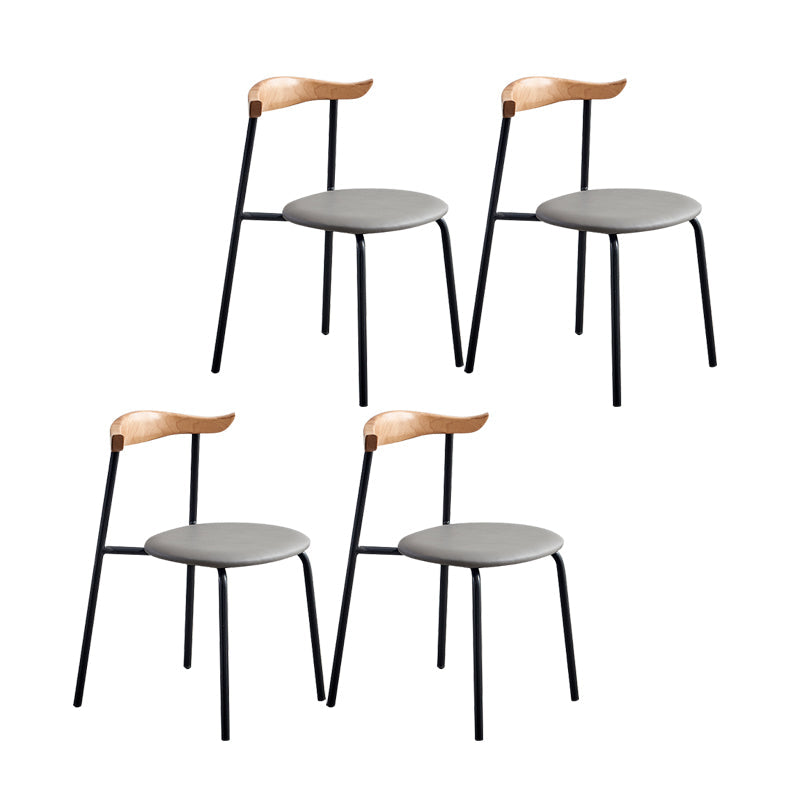 Contemporary Design Open Back Dining Side Chairs Leather Dining Chairs for Home Silver Gray 4 Piece Set Clearhalo ' kitchen&dining_furn' 'Dining Chairs' 'Dining Tables & Seating' 'dining_chair' 'furn' 'furn_dining_chair' 'Furniture' 'furniture_dining_chair' 'Kitchen & Dining Furniture' 'kitchen' 4429917