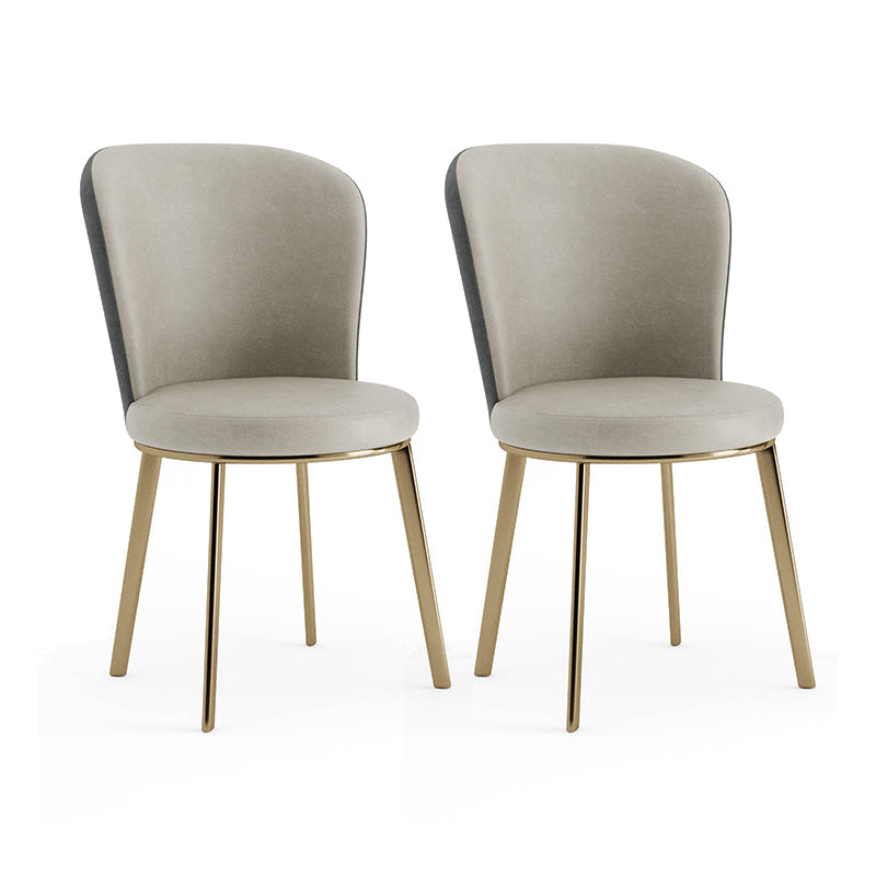 Glam Leather Dining Room Chair Armless Metal Dining Room Chairs for Home Use Grey 2 Piece Set Clearhalo ' kitchen&dining_furn' 'Dining Chairs' 'Dining Tables & Seating' 'dining_chair' 'furn' 'furn_dining_chair' 'Furniture' 'furniture_dining_chair' 'Kitchen & Dining Furniture' 'kitchen' 4429920