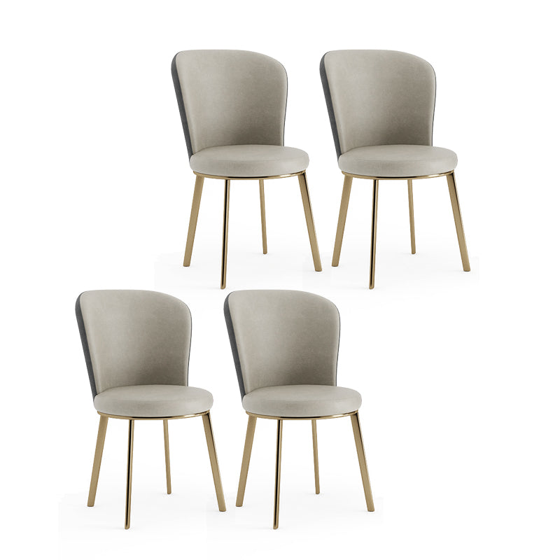 Glam Leather Dining Room Chair Armless Metal Dining Room Chairs for Home Use Grey 4 Piece Set Clearhalo ' kitchen&dining_furn' 'Dining Chairs' 'Dining Tables & Seating' 'dining_chair' 'furn' 'furn_dining_chair' 'Furniture' 'furniture_dining_chair' 'Kitchen & Dining Furniture' 'kitchen' 4429921