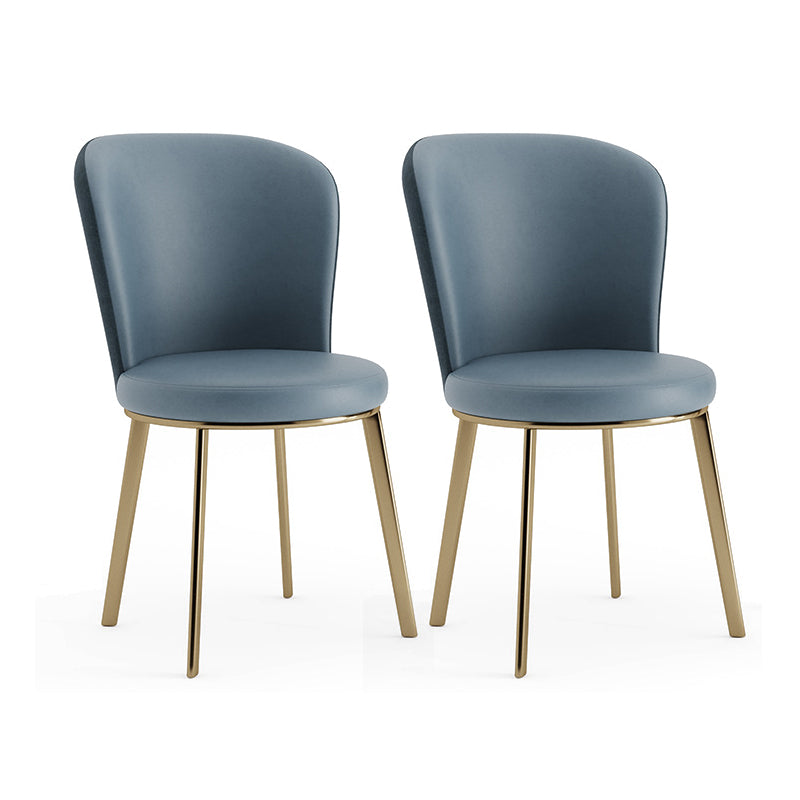 Glam Leather Dining Room Chair Armless Metal Dining Room Chairs for Home Use Blue 2 Piece Set Clearhalo ' kitchen&dining_furn' 'Dining Chairs' 'Dining Tables & Seating' 'dining_chair' 'furn' 'furn_dining_chair' 'Furniture' 'furniture_dining_chair' 'Kitchen & Dining Furniture' 'kitchen' 4429924