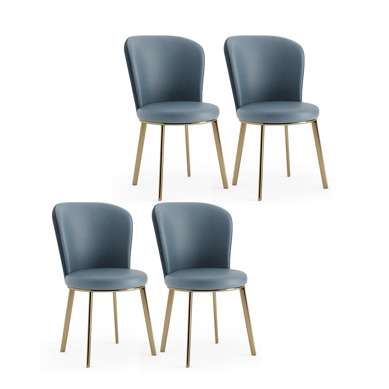 Glam Leather Dining Room Chair Armless Metal Dining Room Chairs for Home Use Blue 4 Piece Set Clearhalo ' kitchen&dining_furn' 'Dining Chairs' 'Dining Tables & Seating' 'dining_chair' 'furn' 'furn_dining_chair' 'Furniture' 'furniture_dining_chair' 'Kitchen & Dining Furniture' 'kitchen' 4429926