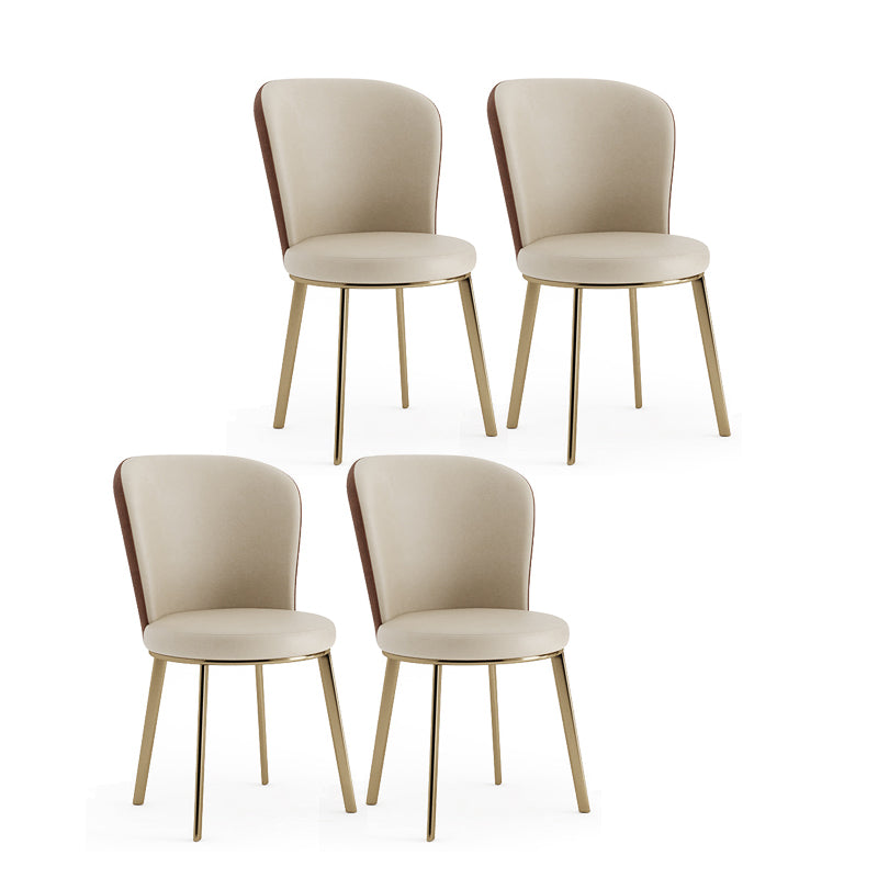 Glam Leather Dining Room Chair Armless Metal Dining Room Chairs for Home Use Orange 4 Piece Set Clearhalo ' kitchen&dining_furn' 'Dining Chairs' 'Dining Tables & Seating' 'dining_chair' 'furn' 'furn_dining_chair' 'Furniture' 'furniture_dining_chair' 'Kitchen & Dining Furniture' 'kitchen' 4429937