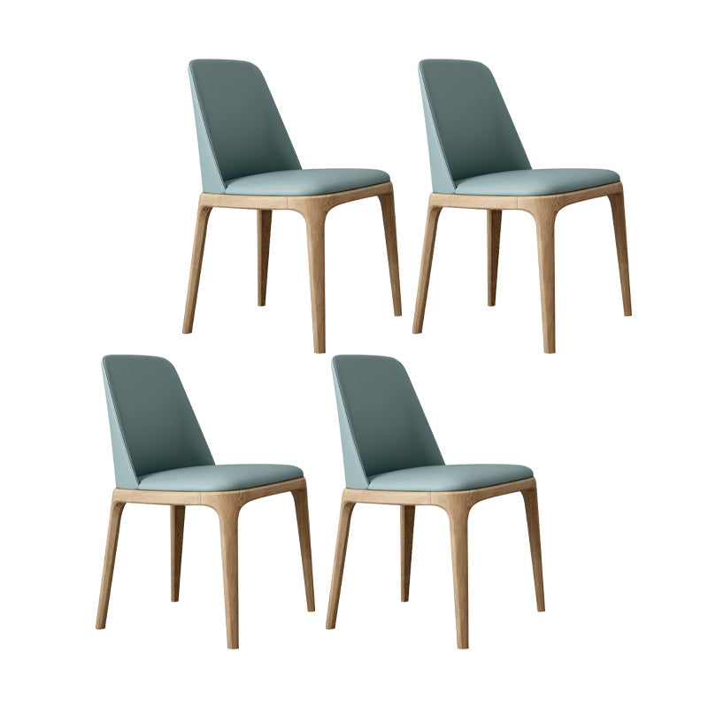 Contemporary Style Dining Chairs Armless Kitchen Chairs with Wooden Legs Light Green 4 Piece Set Clearhalo ' kitchen&dining_furn' 'Dining Chairs' 'Dining Tables & Seating' 'dining_chair' 'furn' 'furn_dining_chair' 'Furniture' 'furniture_dining_chair' 'Kitchen & Dining Furniture' 'kitchen' 4429952
