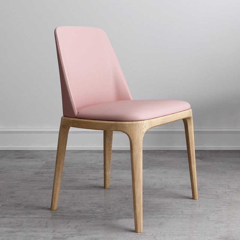 Contemporary Style Dining Chairs Armless Kitchen Chairs with Wooden Legs Light Pink 1 Piece Clearhalo ' kitchen&dining_furn' 'Dining Chairs' 'Dining Tables & Seating' 'dining_chair' 'furn' 'furn_dining_chair' 'Furniture' 'furniture_dining_chair' 'Kitchen & Dining Furniture' 'kitchen' 4429955