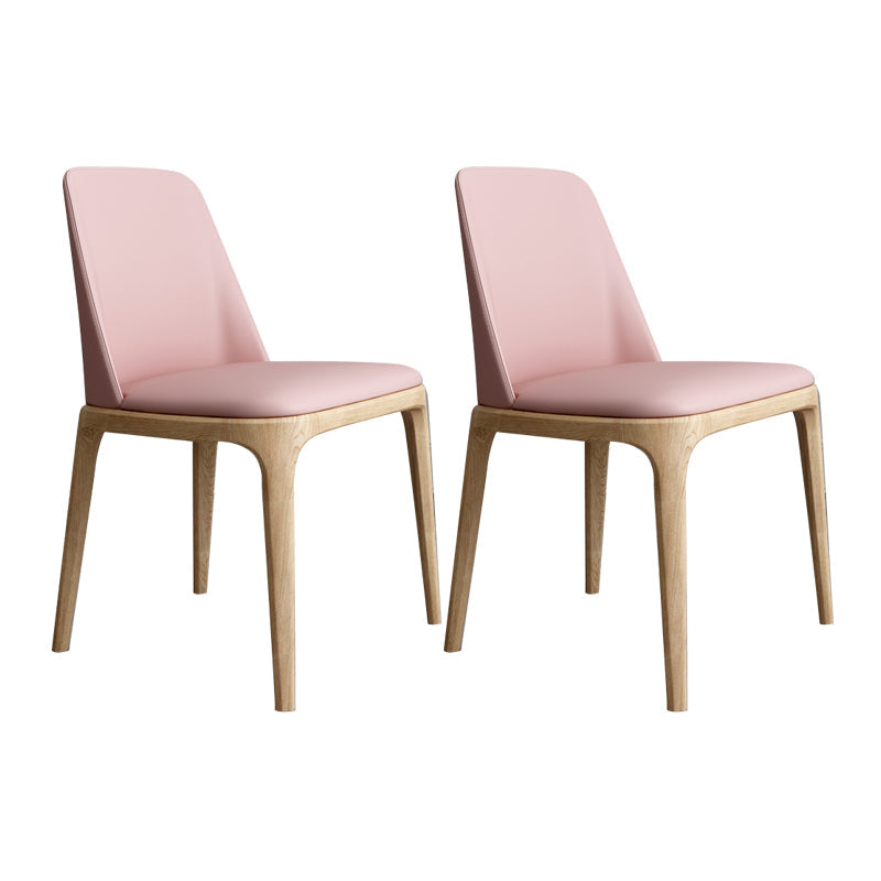 Contemporary Style Dining Chairs Armless Kitchen Chairs with Wooden Legs Light Pink 2 Piece Set Clearhalo ' kitchen&dining_furn' 'Dining Chairs' 'Dining Tables & Seating' 'dining_chair' 'furn' 'furn_dining_chair' 'Furniture' 'furniture_dining_chair' 'Kitchen & Dining Furniture' 'kitchen' 4429957
