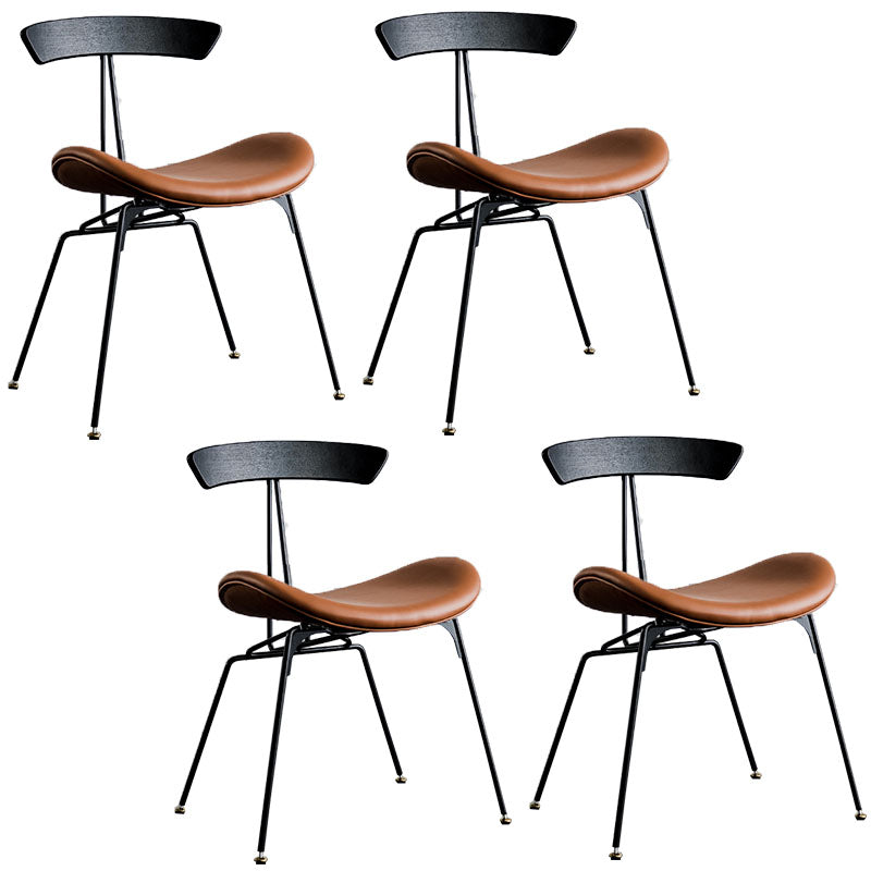 Industrial Metal Dining Side Chair Open Back Dining Armless Chair for Restaurant Brown 4 Piece Set Clearhalo ' kitchen&dining_furn' 'Dining Chairs' 'Dining Tables & Seating' 'dining_chair' 'furn' 'furn_dining_chair' 'Furniture' 'furniture_dining_chair' 'Kitchen & Dining Furniture' 'kitchen' 4430007