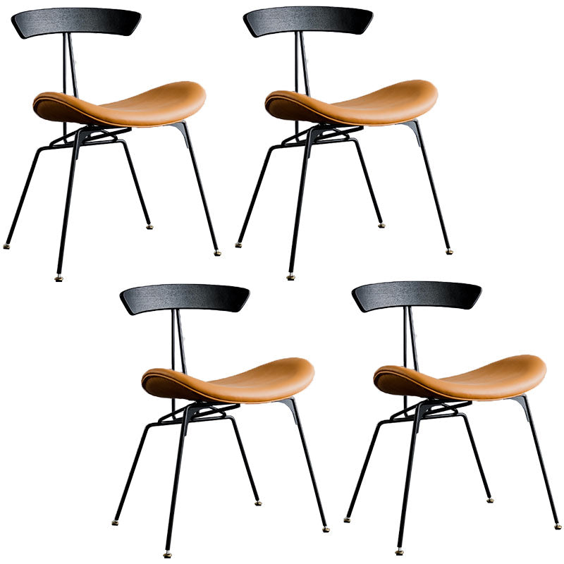 Industrial Metal Dining Side Chair Open Back Dining Armless Chair for Restaurant Light Brown 4 Piece Set Clearhalo ' kitchen&dining_furn' 'Dining Chairs' 'Dining Tables & Seating' 'dining_chair' 'furn' 'furn_dining_chair' 'Furniture' 'furniture_dining_chair' 'Kitchen & Dining Furniture' 'kitchen' 4430012