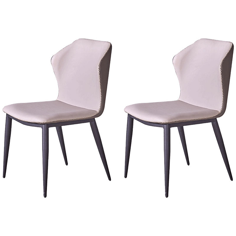 Contemporary Style Wingback Chair Armless Leather Dining Chairs for Home Cream Gray 2 Piece Set Clearhalo ' kitchen&dining_furn' 'Dining Chairs' 'Dining Tables & Seating' 'dining_chair' 'furn' 'furn_dining_chair' 'Furniture' 'furniture_dining_chair' 'Kitchen & Dining Furniture' 'kitchen' 4430017