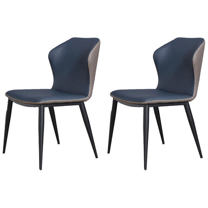 Contemporary Style Wingback Chair Armless Leather Dining Chairs for Home Blue 2 Piece Set Clearhalo ' kitchen&dining_furn' 'Dining Chairs' 'Dining Tables & Seating' 'dining_chair' 'furn' 'furn_dining_chair' 'Furniture' 'furniture_dining_chair' 'Kitchen & Dining Furniture' 'kitchen' 4430018