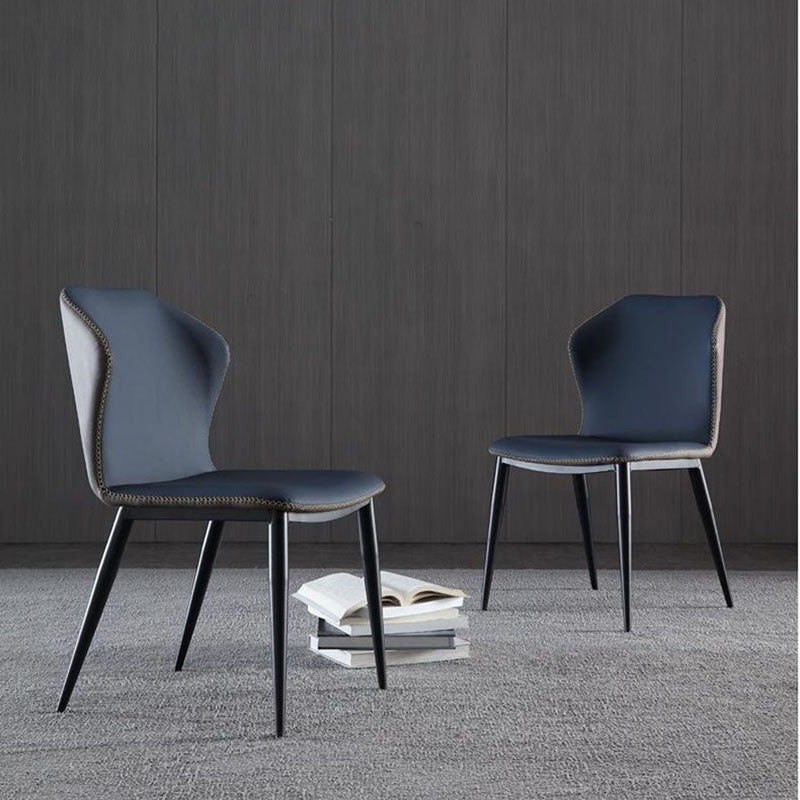 Contemporary Style Wingback Chair Armless Leather Dining Chairs for Home Clearhalo ' kitchen&dining_furn' 'Dining Chairs' 'Dining Tables & Seating' 'dining_chair' 'furn' 'furn_dining_chair' 'Furniture' 'furniture_dining_chair' 'Kitchen & Dining Furniture' 'kitchen' 4430019