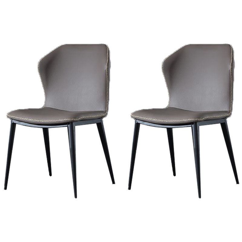Contemporary Style Wingback Chair Armless Leather Dining Chairs for Home Dark Gray 2 Piece Set Clearhalo ' kitchen&dining_furn' 'Dining Chairs' 'Dining Tables & Seating' 'dining_chair' 'furn' 'furn_dining_chair' 'Furniture' 'furniture_dining_chair' 'Kitchen & Dining Furniture' 'kitchen' 4430020