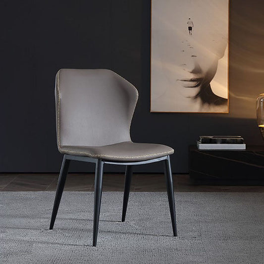 Contemporary Style Wingback Chair Armless Leather Dining Chairs for Home Clearhalo ' kitchen&dining_furn' 'Dining Chairs' 'Dining Tables & Seating' 'dining_chair' 'furn' 'furn_dining_chair' 'Furniture' 'furniture_dining_chair' 'Kitchen & Dining Furniture' 'kitchen' 4430022