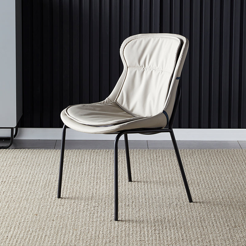 Contemporary Style Leather Dining Chairs Armless Solid Back Dining Side Chair Light Gray 1 Piece Black Clearhalo ' kitchen&dining_furn' 'Dining Chairs' 'Dining Tables & Seating' 'dining_chair' 'furn' 'furn_dining_chair' 'Furniture' 'furniture_dining_chair' 'Kitchen & Dining Furniture' 'kitchen' 4430033