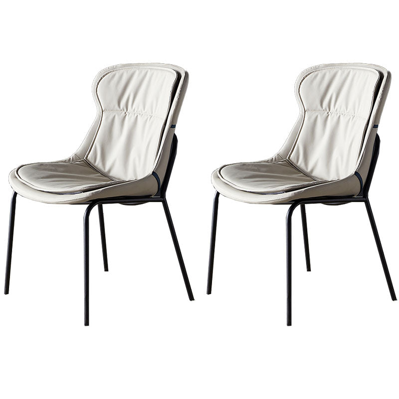 Contemporary Style Leather Dining Chairs Armless Solid Back Dining Side Chair Light Gray 2 Piece Set Black Clearhalo ' kitchen&dining_furn' 'Dining Chairs' 'Dining Tables & Seating' 'dining_chair' 'furn' 'furn_dining_chair' 'Furniture' 'furniture_dining_chair' 'Kitchen & Dining Furniture' 'kitchen' 4430035