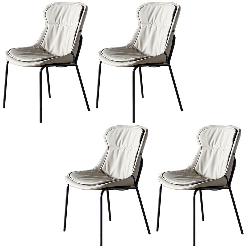Contemporary Style Leather Dining Chairs Armless Solid Back Dining Side Chair Light Gray 4 Piece Set Black Clearhalo ' kitchen&dining_furn' 'Dining Chairs' 'Dining Tables & Seating' 'dining_chair' 'furn' 'furn_dining_chair' 'Furniture' 'furniture_dining_chair' 'Kitchen & Dining Furniture' 'kitchen' 4430037