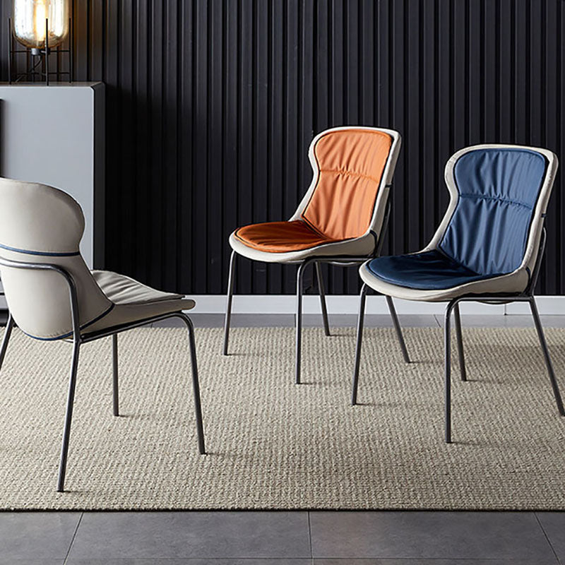 Contemporary Style Leather Dining Chairs Armless Solid Back Dining Side Chair Clearhalo ' kitchen&dining_furn' 'Dining Chairs' 'Dining Tables & Seating' 'dining_chair' 'furn' 'furn_dining_chair' 'Furniture' 'furniture_dining_chair' 'Kitchen & Dining Furniture' 'kitchen' 4430038