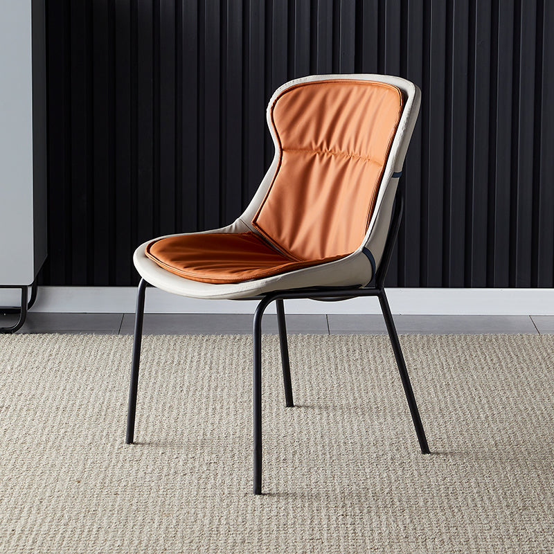 Contemporary Style Leather Dining Chairs Armless Solid Back Dining Side Chair Orange 1 Piece Black Clearhalo ' kitchen&dining_furn' 'Dining Chairs' 'Dining Tables & Seating' 'dining_chair' 'furn' 'furn_dining_chair' 'Furniture' 'furniture_dining_chair' 'Kitchen & Dining Furniture' 'kitchen' 4430039