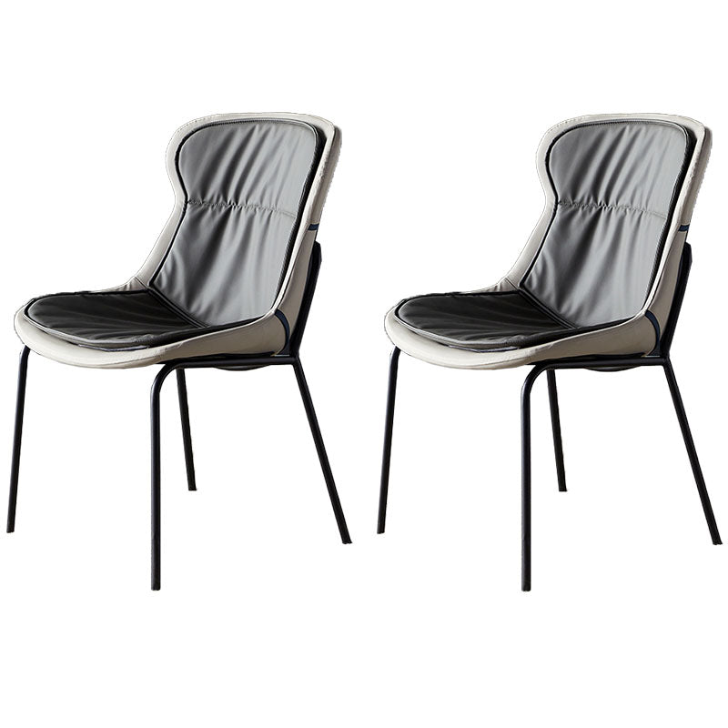 Contemporary Style Leather Dining Chairs Armless Solid Back Dining Side Chair Dark Gray 2 Piece Set Black Clearhalo ' kitchen&dining_furn' 'Dining Chairs' 'Dining Tables & Seating' 'dining_chair' 'furn' 'furn_dining_chair' 'Furniture' 'furniture_dining_chair' 'Kitchen & Dining Furniture' 'kitchen' 4430047