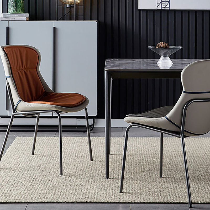 Contemporary Style Leather Dining Chairs Armless Solid Back Dining Side Chair Clearhalo ' kitchen&dining_furn' 'Dining Chairs' 'Dining Tables & Seating' 'dining_chair' 'furn' 'furn_dining_chair' 'Furniture' 'furniture_dining_chair' 'Kitchen & Dining Furniture' 'kitchen' 4430048