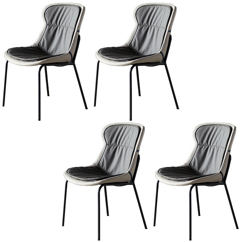 Contemporary Style Leather Dining Chairs Armless Solid Back Dining Side Chair Dark Gray 4 Piece Set Black Clearhalo ' kitchen&dining_furn' 'Dining Chairs' 'Dining Tables & Seating' 'dining_chair' 'furn' 'furn_dining_chair' 'Furniture' 'furniture_dining_chair' 'Kitchen & Dining Furniture' 'kitchen' 4430049