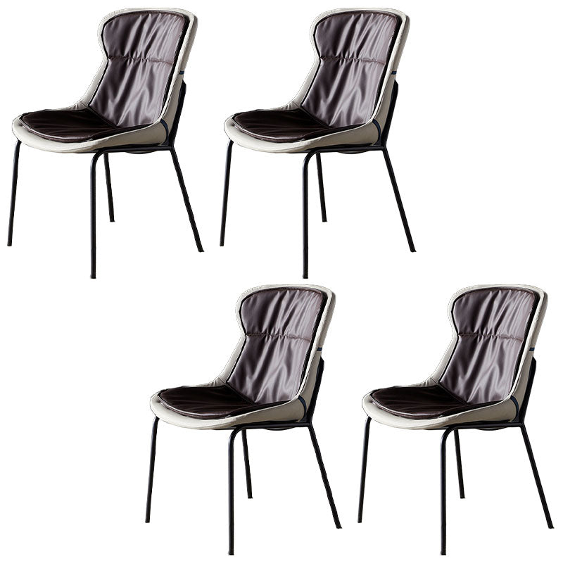 Contemporary Style Leather Dining Chairs Armless Solid Back Dining Side Chair Dark Brown 4 Piece Set Black Clearhalo ' kitchen&dining_furn' 'Dining Chairs' 'Dining Tables & Seating' 'dining_chair' 'furn' 'furn_dining_chair' 'Furniture' 'furniture_dining_chair' 'Kitchen & Dining Furniture' 'kitchen' 4430053