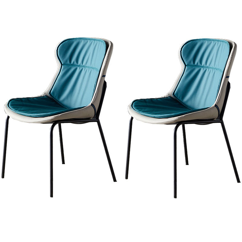 Contemporary Style Leather Dining Chairs Armless Solid Back Dining Side Chair Green 2 Piece Set Black Clearhalo ' kitchen&dining_furn' 'Dining Chairs' 'Dining Tables & Seating' 'dining_chair' 'furn' 'furn_dining_chair' 'Furniture' 'furniture_dining_chair' 'Kitchen & Dining Furniture' 'kitchen' 4430055