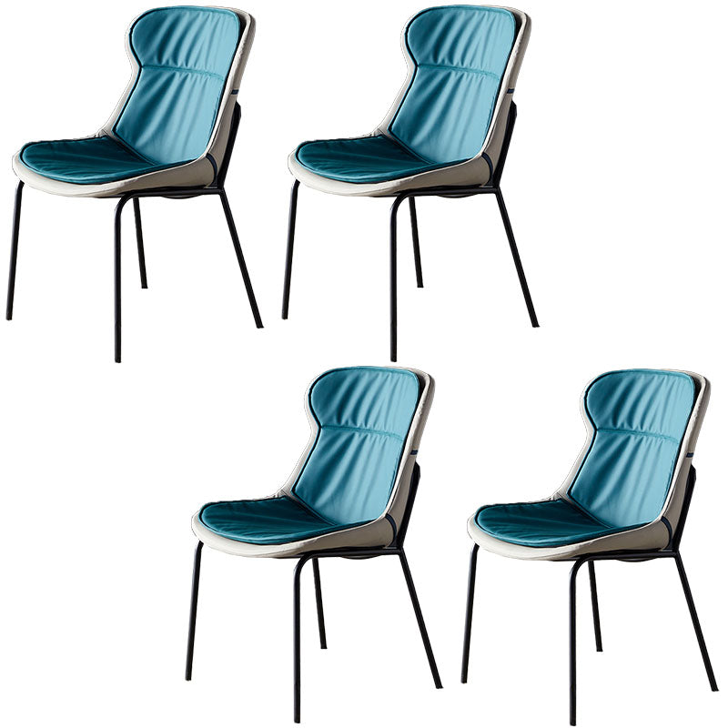 Contemporary Style Leather Dining Chairs Armless Solid Back Dining Side Chair Green 4 Piece Set Black Clearhalo ' kitchen&dining_furn' 'Dining Chairs' 'Dining Tables & Seating' 'dining_chair' 'furn' 'furn_dining_chair' 'Furniture' 'furniture_dining_chair' 'Kitchen & Dining Furniture' 'kitchen' 4430056