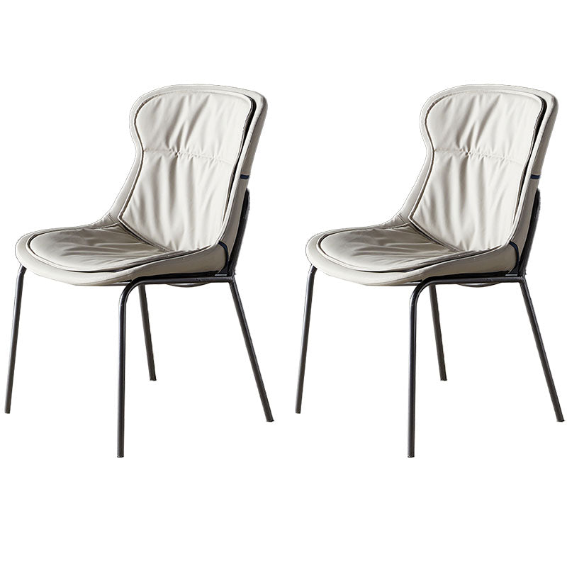 Contemporary Style Leather Dining Chairs Armless Solid Back Dining Side Chair Light Gray 2 Piece Set Gray Clearhalo ' kitchen&dining_furn' 'Dining Chairs' 'Dining Tables & Seating' 'dining_chair' 'furn' 'furn_dining_chair' 'Furniture' 'furniture_dining_chair' 'Kitchen & Dining Furniture' 'kitchen' 4430058