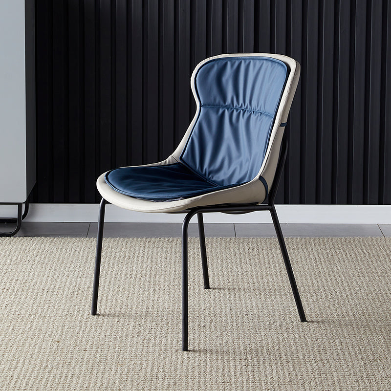 Contemporary Style Leather Dining Chairs Armless Solid Back Dining Side Chair Sky Blue 1 Piece Black Clearhalo ' kitchen&dining_furn' 'Dining Chairs' 'Dining Tables & Seating' 'dining_chair' 'furn' 'furn_dining_chair' 'Furniture' 'furniture_dining_chair' 'Kitchen & Dining Furniture' 'kitchen' 4430060