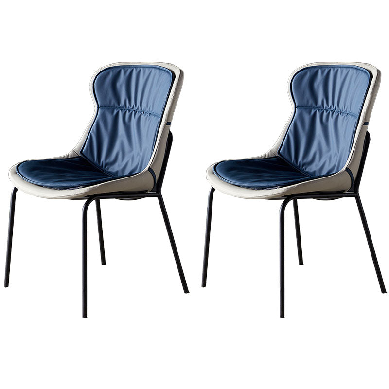 Contemporary Style Leather Dining Chairs Armless Solid Back Dining Side Chair Sky Blue 2 Piece Set Black Clearhalo ' kitchen&dining_furn' 'Dining Chairs' 'Dining Tables & Seating' 'dining_chair' 'furn' 'furn_dining_chair' 'Furniture' 'furniture_dining_chair' 'Kitchen & Dining Furniture' 'kitchen' 4430061