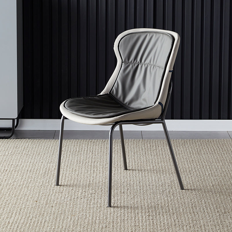 Contemporary Style Leather Dining Chairs Armless Solid Back Dining Side Chair Dark Gray 1 Piece Gray Clearhalo ' kitchen&dining_furn' 'Dining Chairs' 'Dining Tables & Seating' 'dining_chair' 'furn' 'furn_dining_chair' 'Furniture' 'furniture_dining_chair' 'Kitchen & Dining Furniture' 'kitchen' 4430063