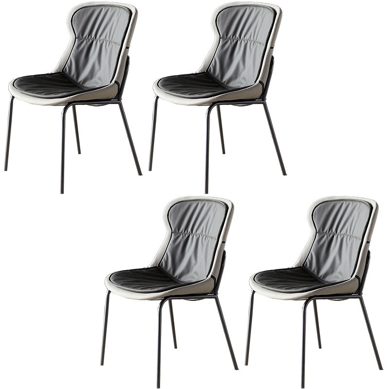 Contemporary Style Leather Dining Chairs Armless Solid Back Dining Side Chair Dark Gray 4 Piece Set Gray Clearhalo ' kitchen&dining_furn' 'Dining Chairs' 'Dining Tables & Seating' 'dining_chair' 'furn' 'furn_dining_chair' 'Furniture' 'furniture_dining_chair' 'Kitchen & Dining Furniture' 'kitchen' 4430065