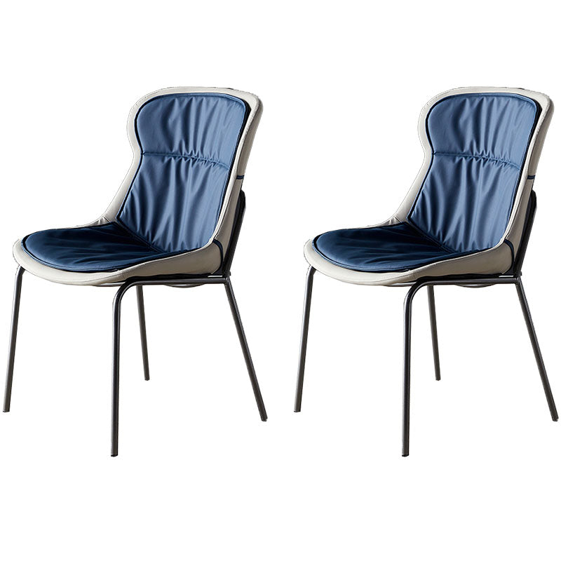 Contemporary Style Leather Dining Chairs Armless Solid Back Dining Side Chair Sky Blue 2 Piece Set Gray Clearhalo ' kitchen&dining_furn' 'Dining Chairs' 'Dining Tables & Seating' 'dining_chair' 'furn' 'furn_dining_chair' 'Furniture' 'furniture_dining_chair' 'Kitchen & Dining Furniture' 'kitchen' 4430067