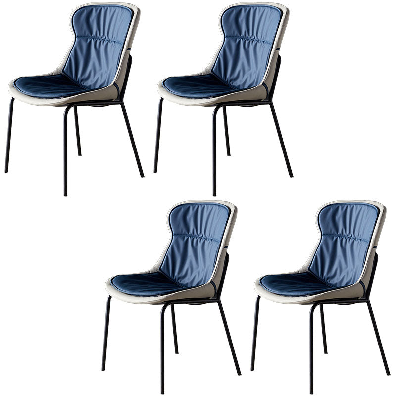 Contemporary Style Leather Dining Chairs Armless Solid Back Dining Side Chair Sky Blue 4 Piece Set Gray Clearhalo ' kitchen&dining_furn' 'Dining Chairs' 'Dining Tables & Seating' 'dining_chair' 'furn' 'furn_dining_chair' 'Furniture' 'furniture_dining_chair' 'Kitchen & Dining Furniture' 'kitchen' 4430068