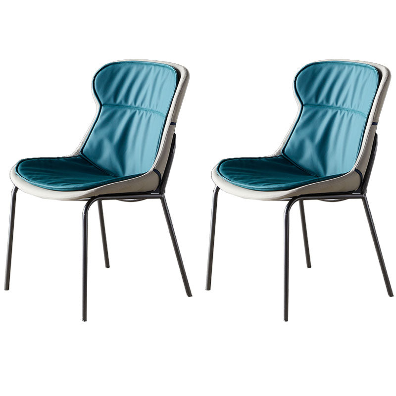 Contemporary Style Leather Dining Chairs Armless Solid Back Dining Side Chair Green 2 Piece Set Gray Clearhalo ' kitchen&dining_furn' 'Dining Chairs' 'Dining Tables & Seating' 'dining_chair' 'furn' 'furn_dining_chair' 'Furniture' 'furniture_dining_chair' 'Kitchen & Dining Furniture' 'kitchen' 4430070