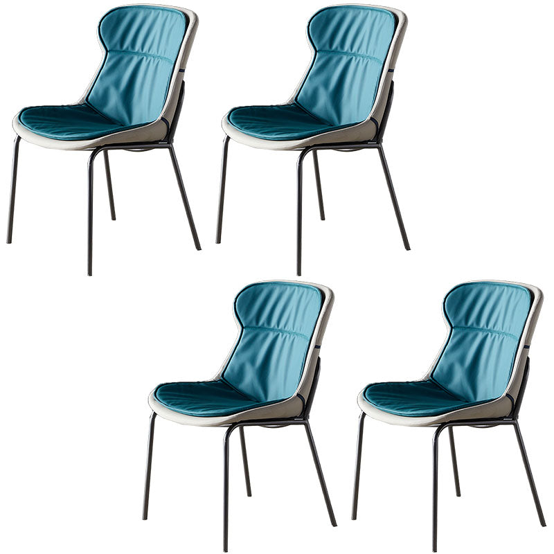 Contemporary Style Leather Dining Chairs Armless Solid Back Dining Side Chair Green 4 Piece Set Gray Clearhalo ' kitchen&dining_furn' 'Dining Chairs' 'Dining Tables & Seating' 'dining_chair' 'furn' 'furn_dining_chair' 'Furniture' 'furniture_dining_chair' 'Kitchen & Dining Furniture' 'kitchen' 4430071