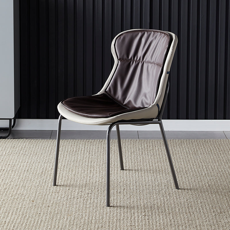 Contemporary Style Leather Dining Chairs Armless Solid Back Dining Side Chair Dark Brown 1 Piece Gray Clearhalo ' kitchen&dining_furn' 'Dining Chairs' 'Dining Tables & Seating' 'dining_chair' 'furn' 'furn_dining_chair' 'Furniture' 'furniture_dining_chair' 'Kitchen & Dining Furniture' 'kitchen' 4430075