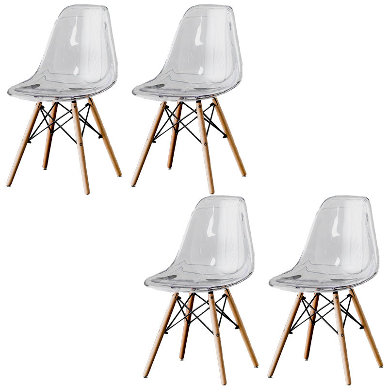 Nordic Wood Dining Side Chair Solid Back Dining Armless Chair for Restaurant Clear Set of 4 Clearhalo ' kitchen&dining_furn' 'Dining Chairs' 'Dining Tables & Seating' 'dining_chair' 'Furniture' 'furniture_dining_chair' 'Kitchen & Dining Furniture' 'kitchen' 4430080