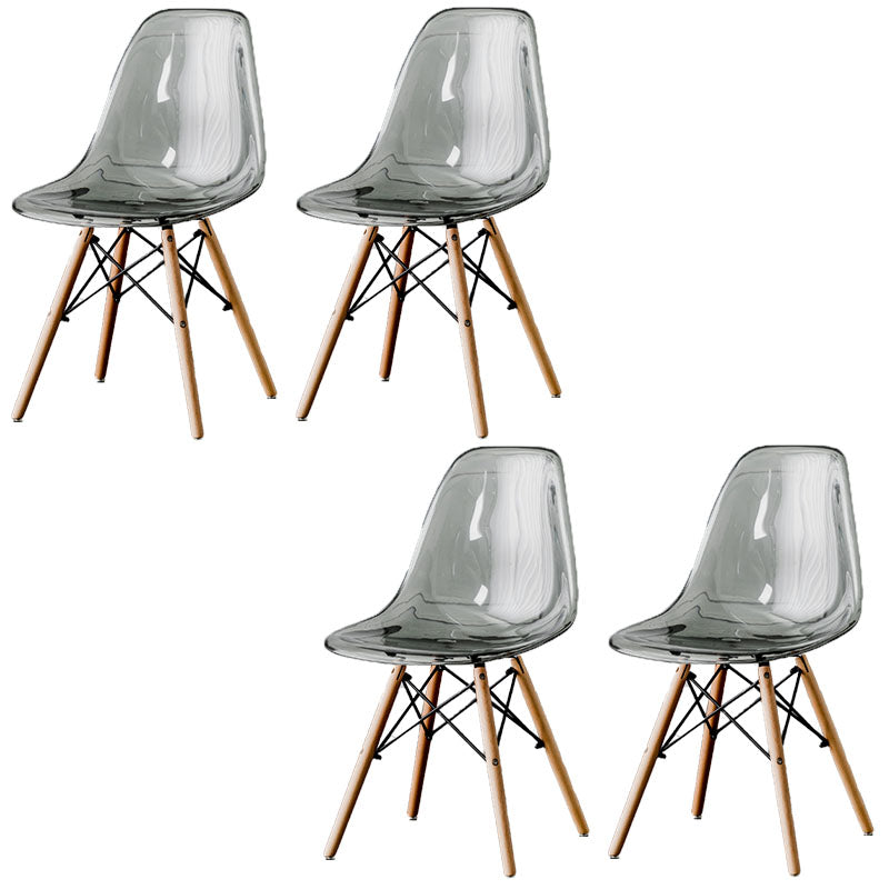 Nordic Wood Dining Side Chair Solid Back Dining Armless Chair for Restaurant Smoke Gray Set of 4 Clearhalo ' kitchen&dining_furn' 'Dining Chairs' 'Dining Tables & Seating' 'dining_chair' 'Furniture' 'furniture_dining_chair' 'Kitchen & Dining Furniture' 'kitchen' 4430083