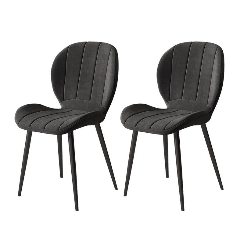 Nordic Metal Dining Side Chair Parsons Dining Armless Chair for Restaurant Matte Black 2 Piece Set Black Clearhalo ' kitchen&dining_furn' 'Dining Chairs' 'Dining Tables & Seating' 'dining_chair' 'furn' 'furn_dining_chair' 'Furniture' 'furniture_dining_chair' 'Kitchen & Dining Furniture' 'kitchen' 4430091