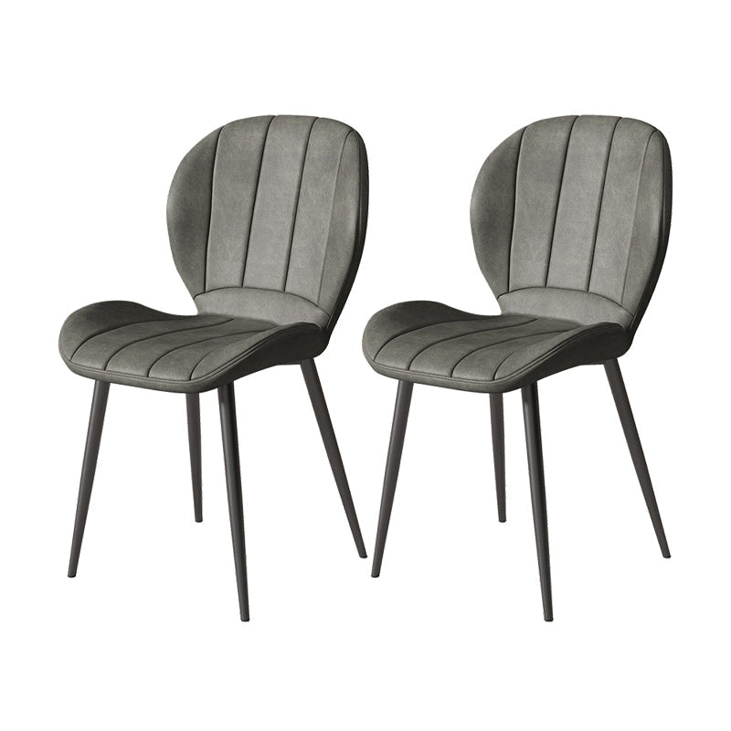 Nordic Metal Dining Side Chair Parsons Dining Armless Chair for Restaurant Grey 2 Piece Set Black Clearhalo ' kitchen&dining_furn' 'Dining Chairs' 'Dining Tables & Seating' 'dining_chair' 'furn' 'furn_dining_chair' 'Furniture' 'furniture_dining_chair' 'Kitchen & Dining Furniture' 'kitchen' 4430092