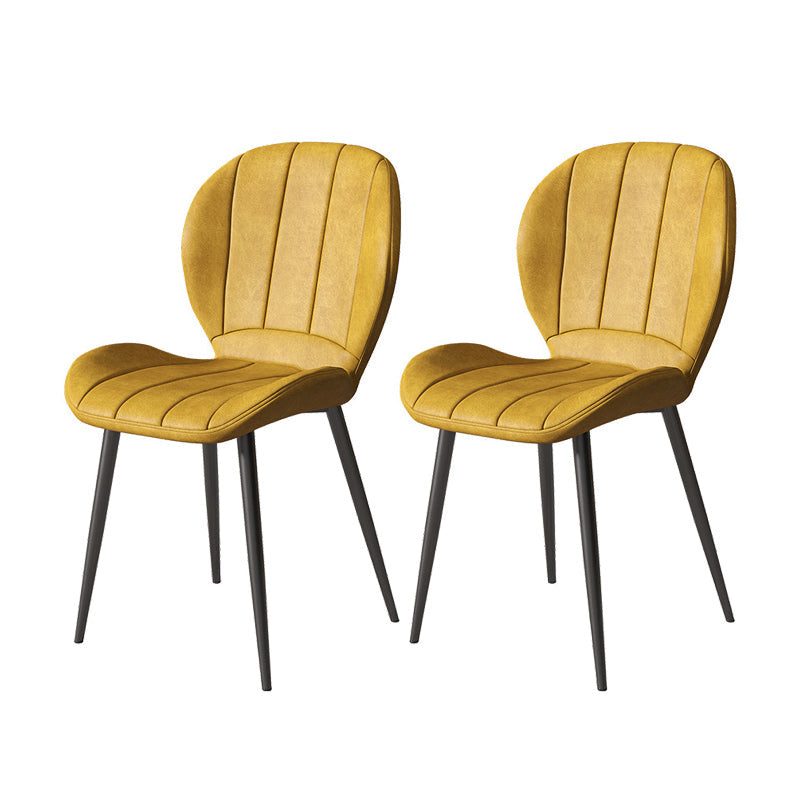 Nordic Metal Dining Side Chair Parsons Dining Armless Chair for Restaurant Yellow 2 Piece Set Black Clearhalo ' kitchen&dining_furn' 'Dining Chairs' 'Dining Tables & Seating' 'dining_chair' 'furn' 'furn_dining_chair' 'Furniture' 'furniture_dining_chair' 'Kitchen & Dining Furniture' 'kitchen' 4430094