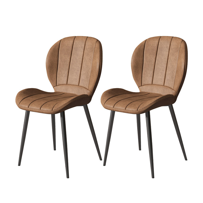 Nordic Metal Dining Side Chair Parsons Dining Armless Chair for Restaurant Brown 2 Piece Set Black Clearhalo ' kitchen&dining_furn' 'Dining Chairs' 'Dining Tables & Seating' 'dining_chair' 'furn' 'furn_dining_chair' 'Furniture' 'furniture_dining_chair' 'Kitchen & Dining Furniture' 'kitchen' 4430096